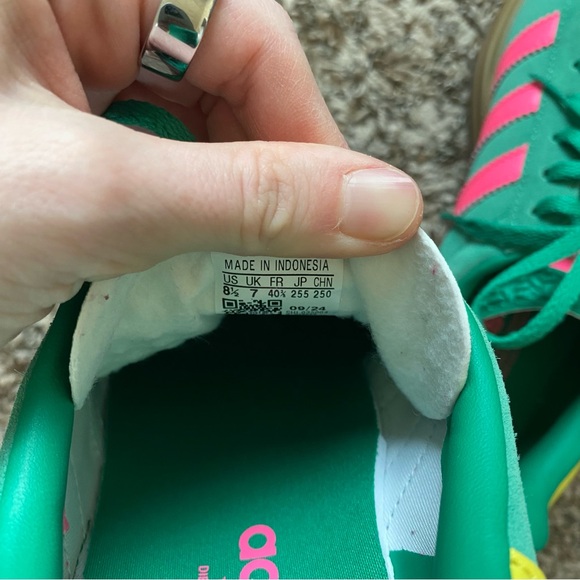 Adidas Gazelle Bold Platform Sneaker Shoes Lifestyle Court Green Pink Sulfur 8.5 - Picture 10 of 12